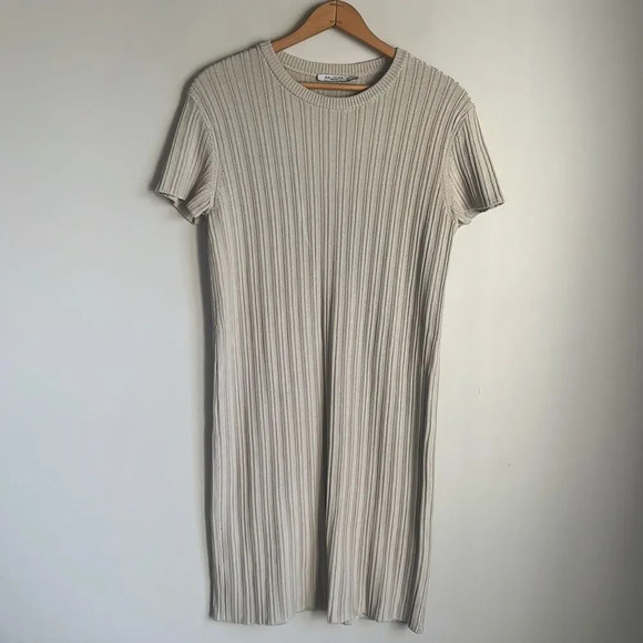 MM Lafleur M The Hayden Dress Geo Micro Knit Ribbed Cotton Dress Sea Salt - Picture 2 of 12